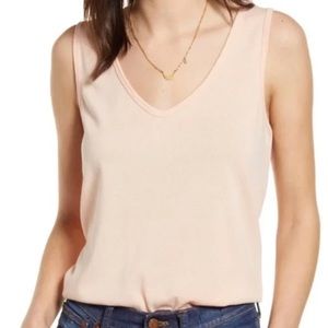 🍄 Madewell Peach V-Neck Boyfriend Tank